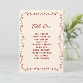 Maroon Hand Drawn Wedding Seating Chart Card Karte (Stehend Vorderseite)