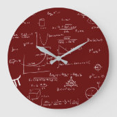 Maroon Handgeschriebene Mathematik Equations Schoo Große Wanduhr (Vorderseite)