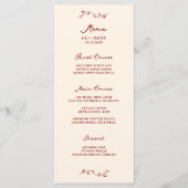 Maroon Handwriting Wedding Menu Menükarte (Vorderseite)