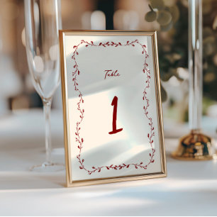 Maroon Handwriting Wedding Tischnummer