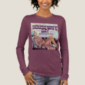 Maroon Hausfrau Tag Langarm Tri-Blend Shirt (Vorderseite)