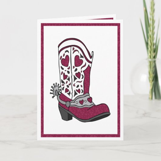 Maroon Heart Gemustert Boot Feiertagskarte (Vorderseite)