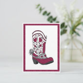 Maroon Heart Gemustert Boot Postkarte (Stehend Vorderseite)
