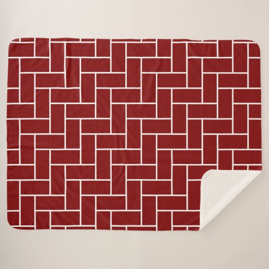 Maroon Herringbone Pattern Sherpadecke (Vorderseite (Horizontal))