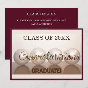 Maroon Herzlichen Glückwunsch Graduate Abschluss B Einladung
