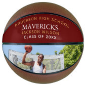 Maroon High School Player Foto Personalisiert Basketball (Vorderseite)