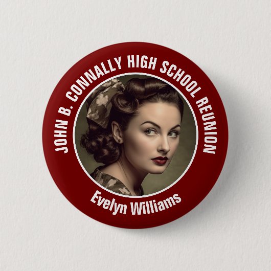 Maroon High School Reunion Yearbook Photo Button (Vorderseite)