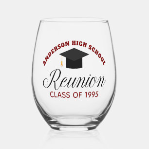 Maroon High School Wiedersehen Party Custom Alumni Weinglas Ohne Stiel