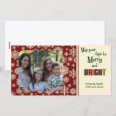 Maroon Holiday Snowflakes Feiertagskarte (Vorne/Hinten)
