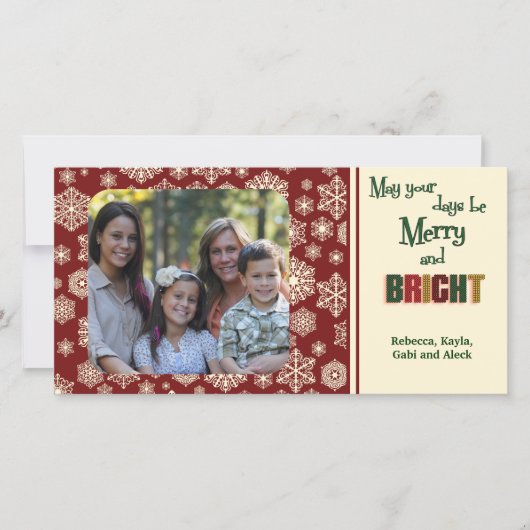 Maroon Holiday Snowflakes Feiertagskarte (Vorderseite)