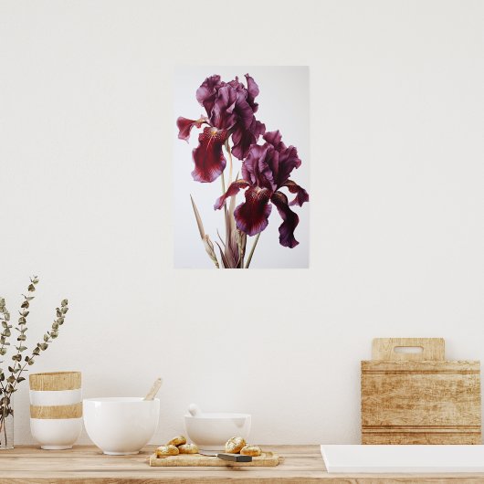 Maroon Iris Blume Art Print Poster (Küche)