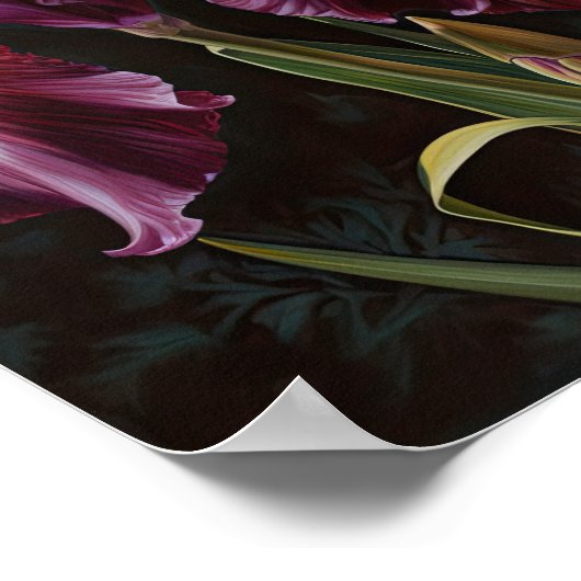 Maroon Iris Blume Art Print Poster (Ecke)