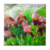 Maroon Iris Blume Patch Fliese (Vorderseite)