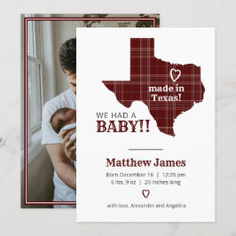 Maroon Kariert Made in Texas Vertikal Foto Ankündigung