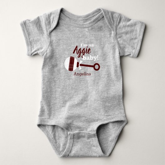 Maroon Kariert Rattle Aggie Baby Bodysuit Baby Strampler (Vorderseite)