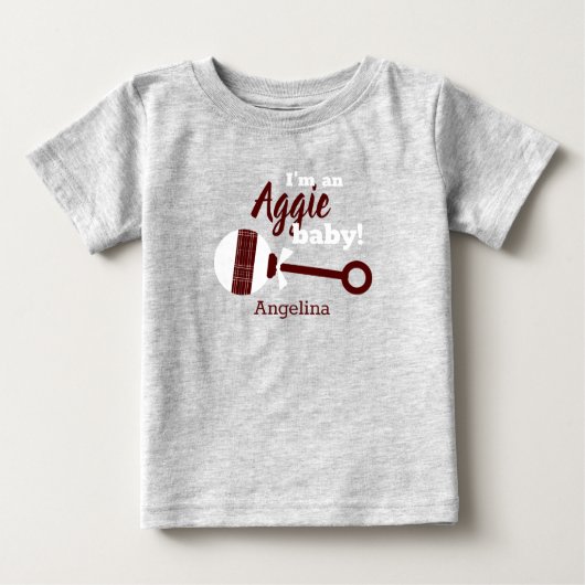 Maroon Kariert Rattle Aggie Baby T - Shirt (Vorderseite)