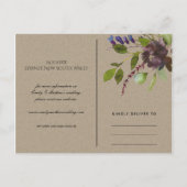 MAROON KRAFT BLOOM FOLIAGE WREATH SAVE THE DATE ANKÜNDIGUNGSPOSTKARTE (Rückseite)