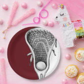 Maroon Lacrosse Sports Party Paper Plate Pappteller (Party)