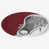 Maroon Lacrosse Sports Party Paper Plate Pappteller (Schrägansicht)