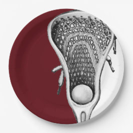 Maroon Lacrosse Sports Party Paper Plate Pappteller