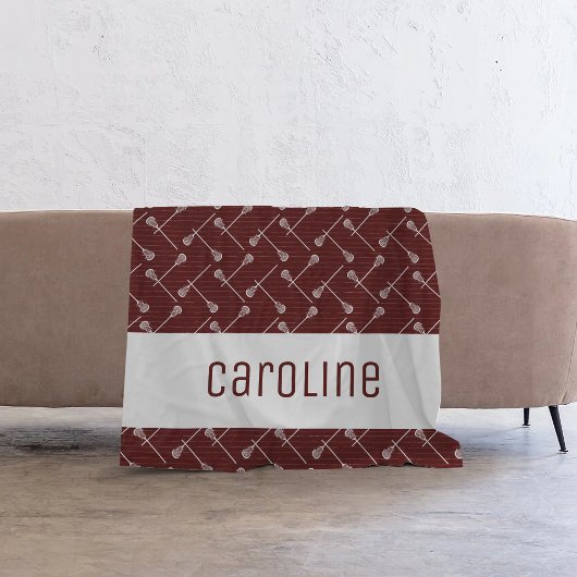 Maroon Lacrosse White Sticks Gemustert Fleecedecke