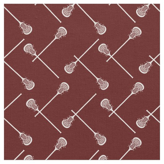 Maroon Lacrosse White Sticks Gemustert Stoff (Nahaufnahme)