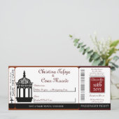 Maroon Lantern Boarding Pass Hochzeit Einladung (Stehend Vorderseite)
