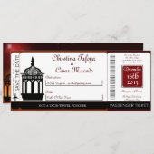 Maroon Lantern Boarding Pass Hochzeit Einladung (Vorne/Hinten)