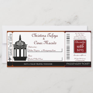 Maroon Lantern Boarding Pass Hochzeit Einladung