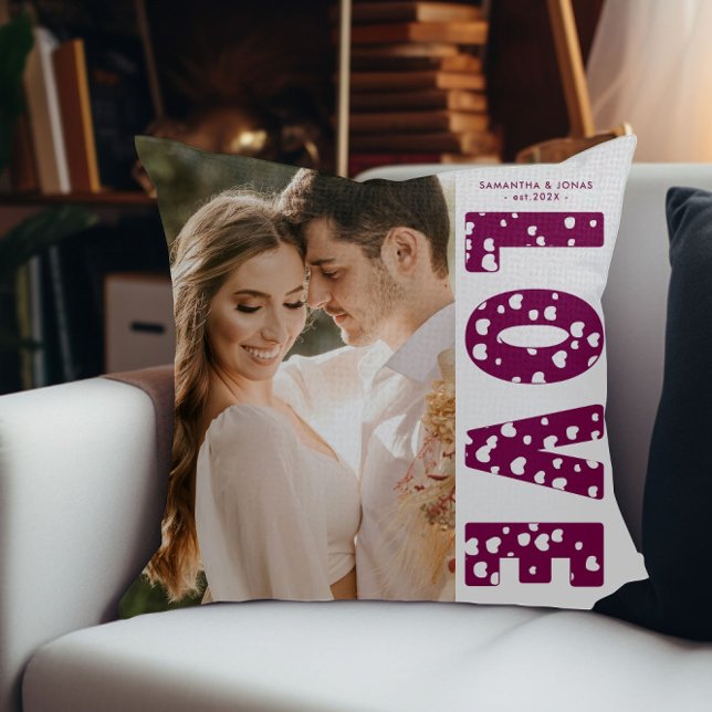 Maroon Liebe Herzt Paare Foto Valentines Kissen (Von Creator hochgeladen)