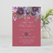 Maroon Lila Pink Berry Floral Wedding Einladung (Stehend Vorderseite)