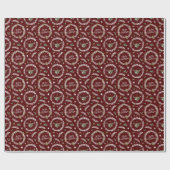 Maroon Longhorn Bull in Weihnachtskranz Geschenkpapier (Flach)