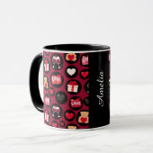 Maroon Love Muster Tasse (Vorderseite Links)