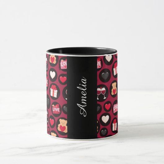 Maroon Love Pattern Tasse (Zentrum)