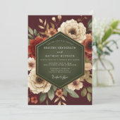 Maroon Lush Autumnal Wedding Einladung (Stehend Vorderseite)