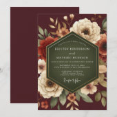 Maroon Lush Autumnal Wedding Einladung (Vorne/Hinten)