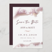 Maroon Marble Watercolor Save the Date (Vorne/Hinten)