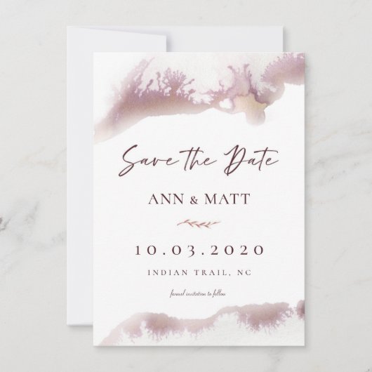 Maroon Marble Watercolor Save the Date (Vorderseite)