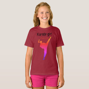 Maroon Martial Arts Karate Girl Silhouette T-Shirt