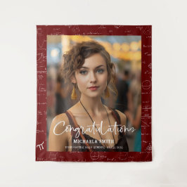 Maroon Math Congratulations Photo Graduation Wandteppich