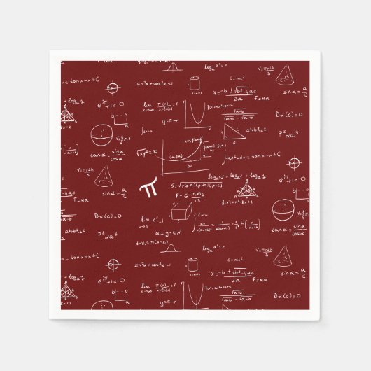 Maroon Math Equations Graphics Abschluss Serviette (Vorderseite)