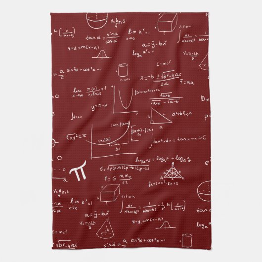 Maroon Math Formeln Geschirrtuch (Vertikal)