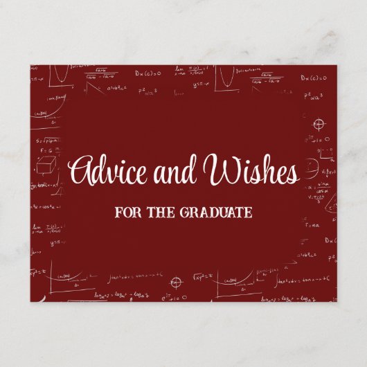 Maroon Math Graduation Party Advice for Graduate Begleitkarte (Vorderseite)
