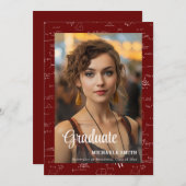 Maroon Math Photo College Graduate Ankündigung (Vorne/Hinten)