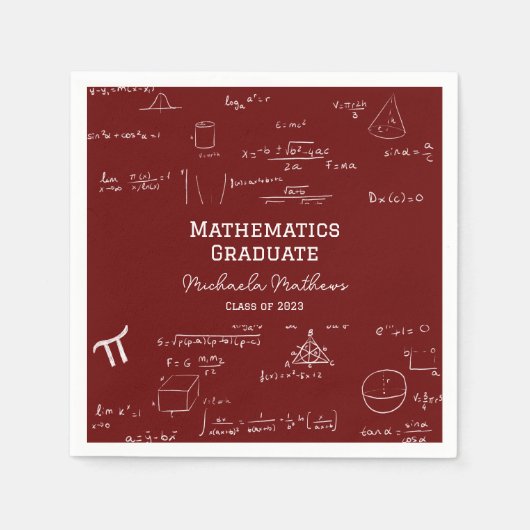 Maroon Mathematics Graduate Class of Graduation Serviette (Vorderseite)