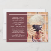 Maroon Minimal Celebrating Life | Benutzerdefinier Einladung (Vorderseite)