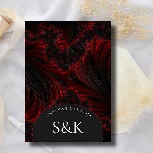 Maroon Minimal Elegant B&W Muslim Islamischer Mehn Einladung