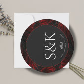 Maroon Minimal & Elegante B&W Islamische Rundhochz Einladung