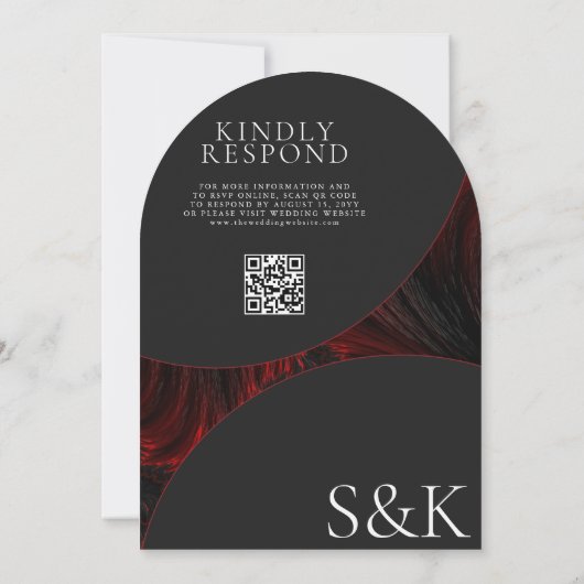 Maroon Minimal Elegante Muslim QR Code Arch Weddin Einladung (Rückseite)