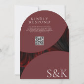 Maroon Minimal Elegante Muslim QR Code Arch Weddin Einladung (Rückseite)